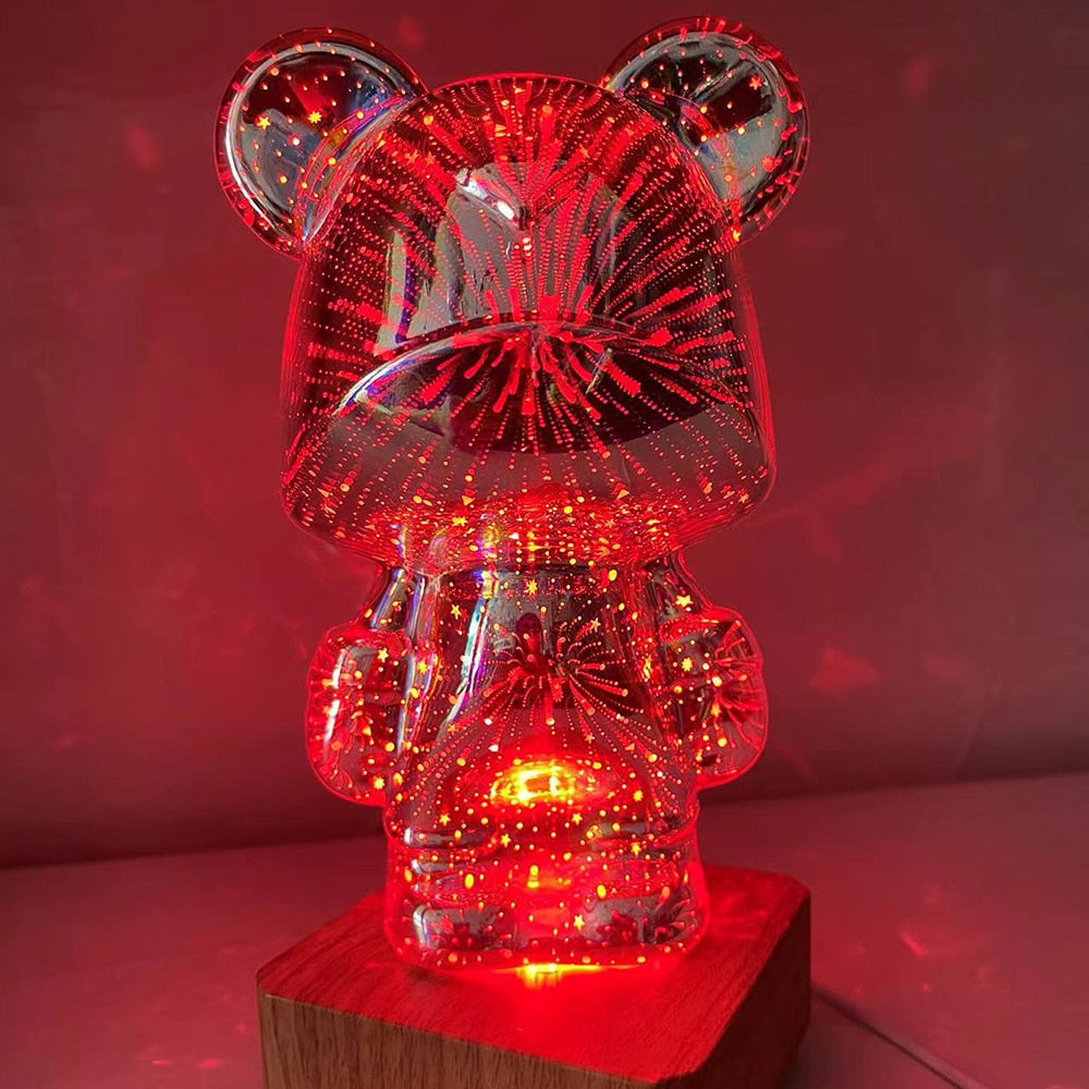 3D Fireworks Bear Lamp USB Led Night Light