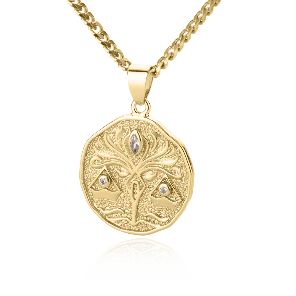 Astrological Sign Coin Pendant Necklace